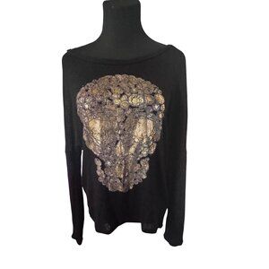 Vintage Havana black and gold skull sweater size M